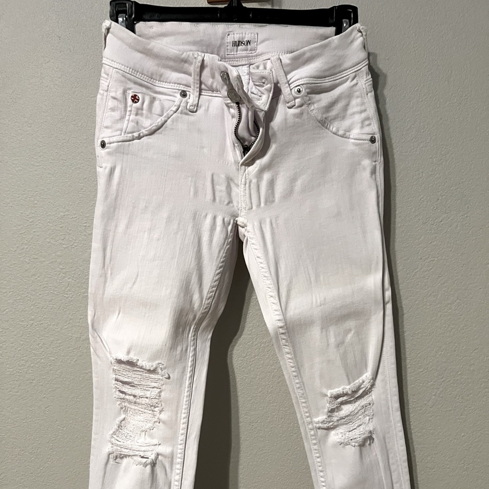 Hudson White Distressed Jeans